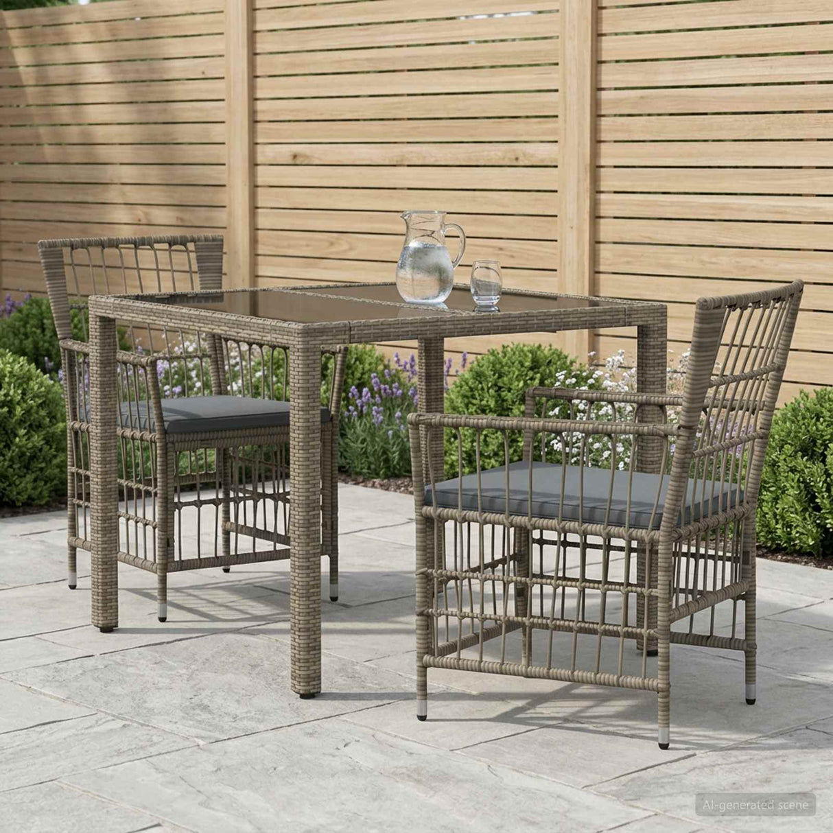 vidaXL Buiten Eettafel Set 3 st Zwart poly rattan