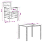 vidaXL Buiten Eettafel Set 3 st Zwart poly rattan