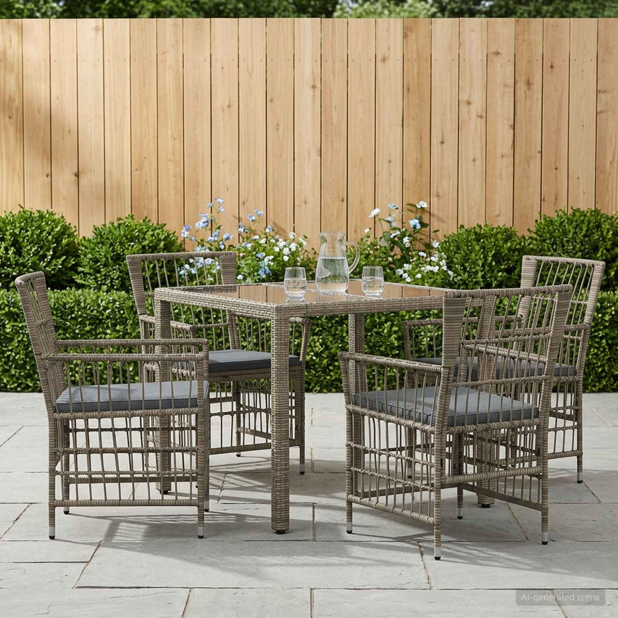 vidaXL Buiten Eettafel Set 3 st Zwart poly rattan