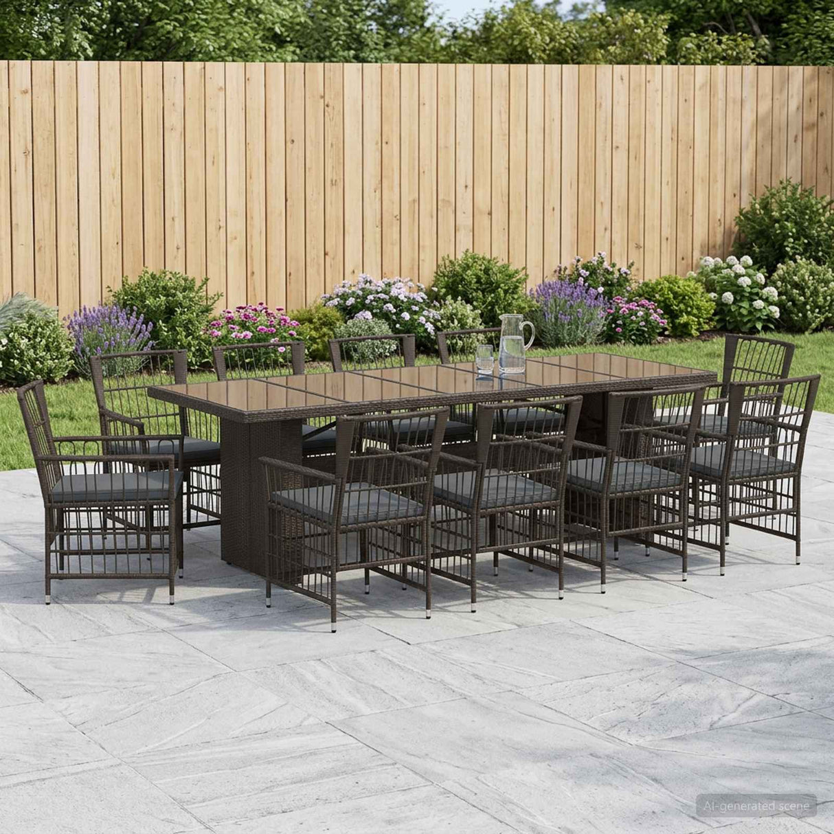 vidaXL Outdoor Dining Set 9 Pieces Black Poly Rattan