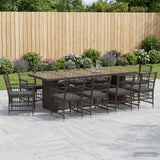 vidaXL Outdoor Dining Set 9 Pieces Black Poly Rattan
