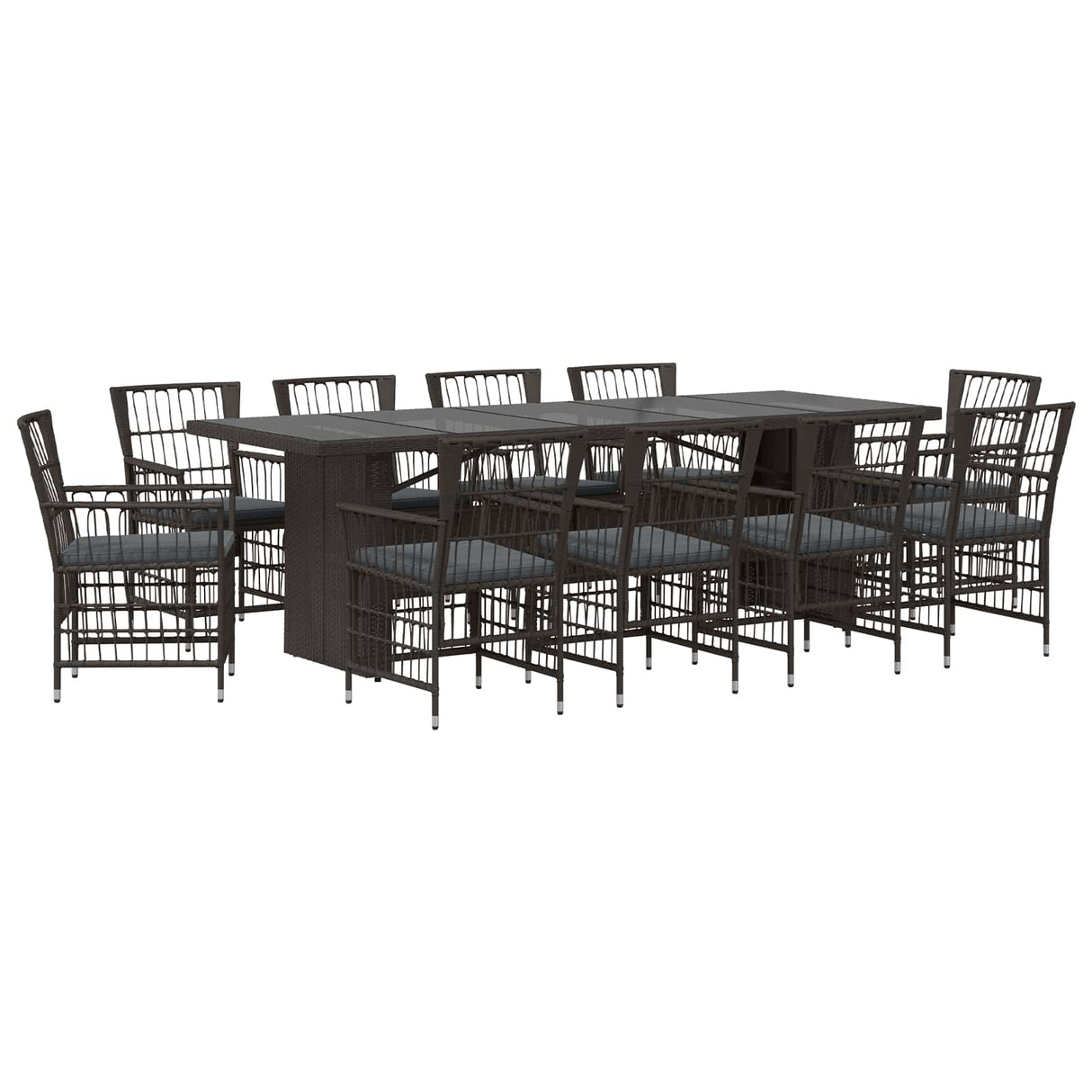 vidaXL Outdoor Dining Set 9 Pieces Black Poly Rattan