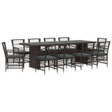 vidaXL Outdoor Dining Set 9 Pieces Black Poly Rattan