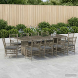 vidaXL Outdoor Dining Set 9 Pieces Black Poly Rattan