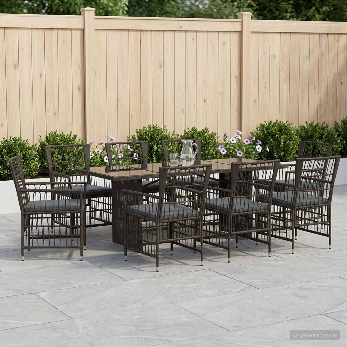 vidaXL Buiten Eettafel Set 7 st Zwart poly rattan