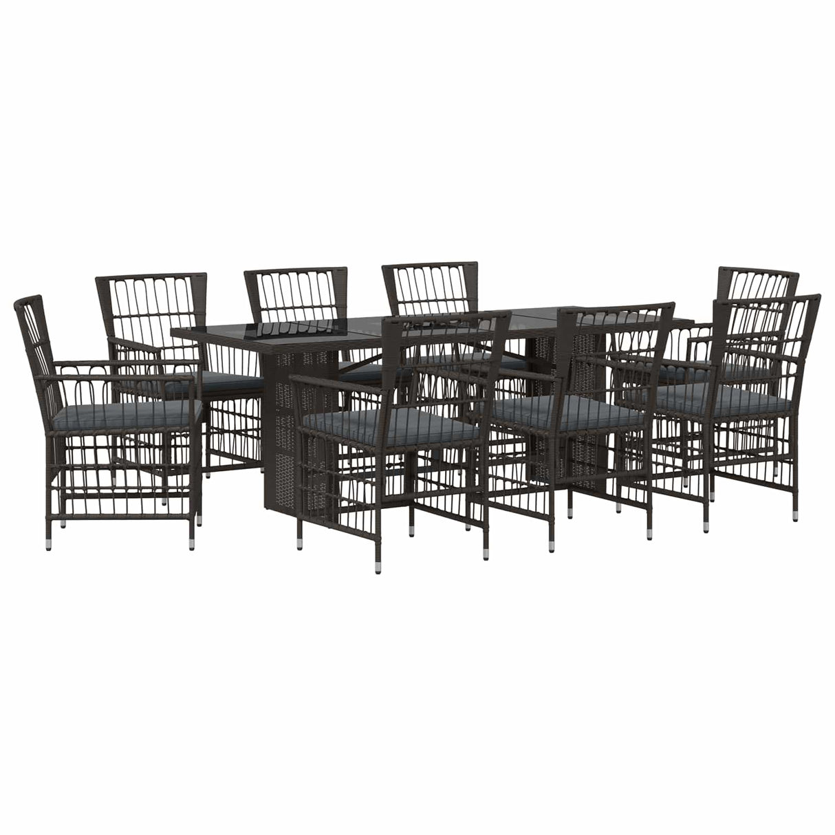 vidaXL Buiten Eettafel Set 7 st Zwart poly rattan