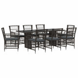 vidaXL Buiten Eettafel Set 7 st Zwart poly rattan