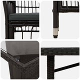 vidaXL Buiten Eettafel Set 7 st Zwart poly rattan
