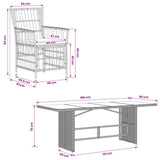 vidaXL Buiten Eettafel Set 7 st Zwart poly rattan