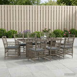 vidaXL Buiten Eettafel Set 7 st Zwart poly rattan