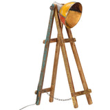 vidaXL Floor Lamp E27 Solid Mango Wood Silver-Colored