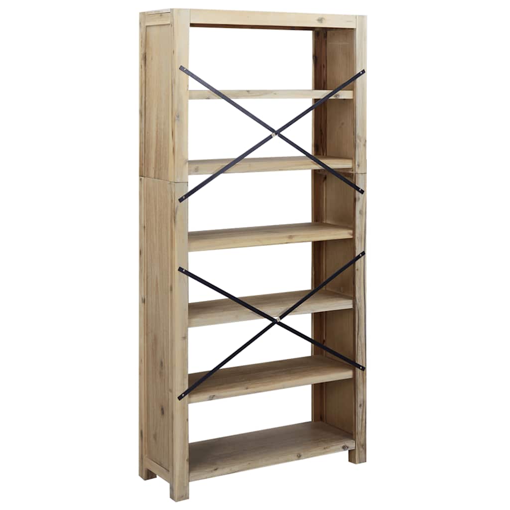 vidaXL Boekenkast met 7 schappen 80x30x200 cm massief acaciahout