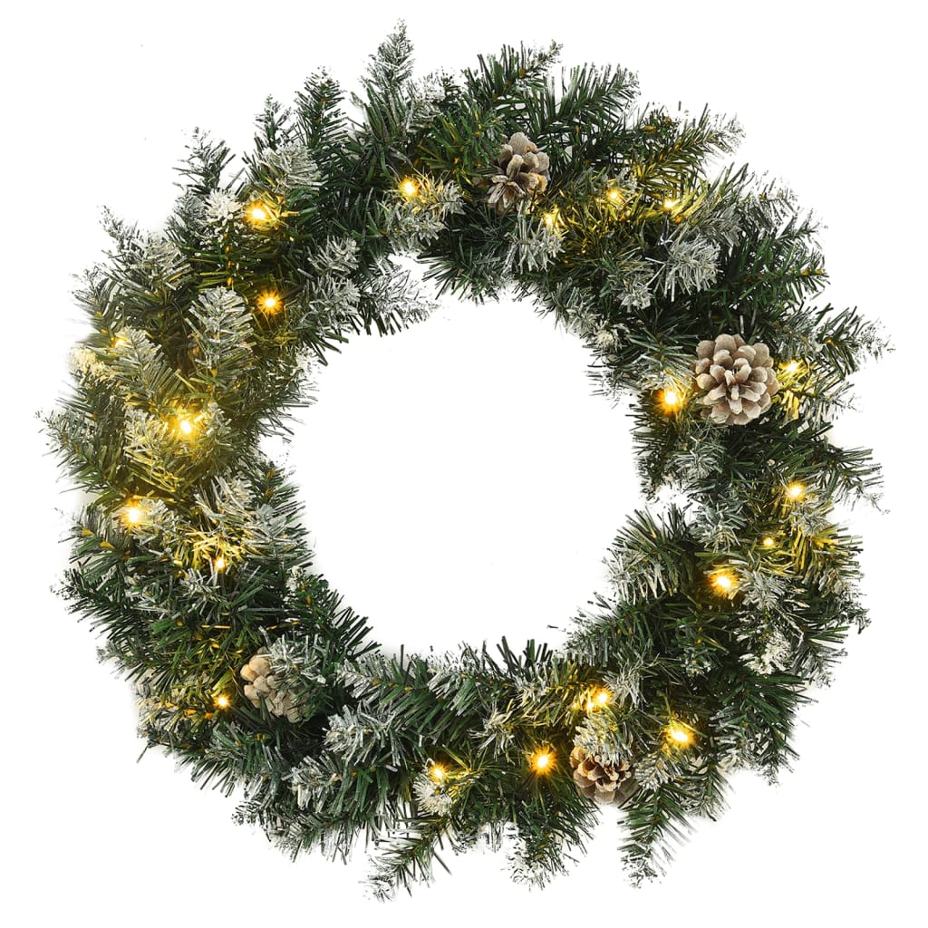 vidaXL Christmas Wreath with LED Lights 45 cm PVC Green