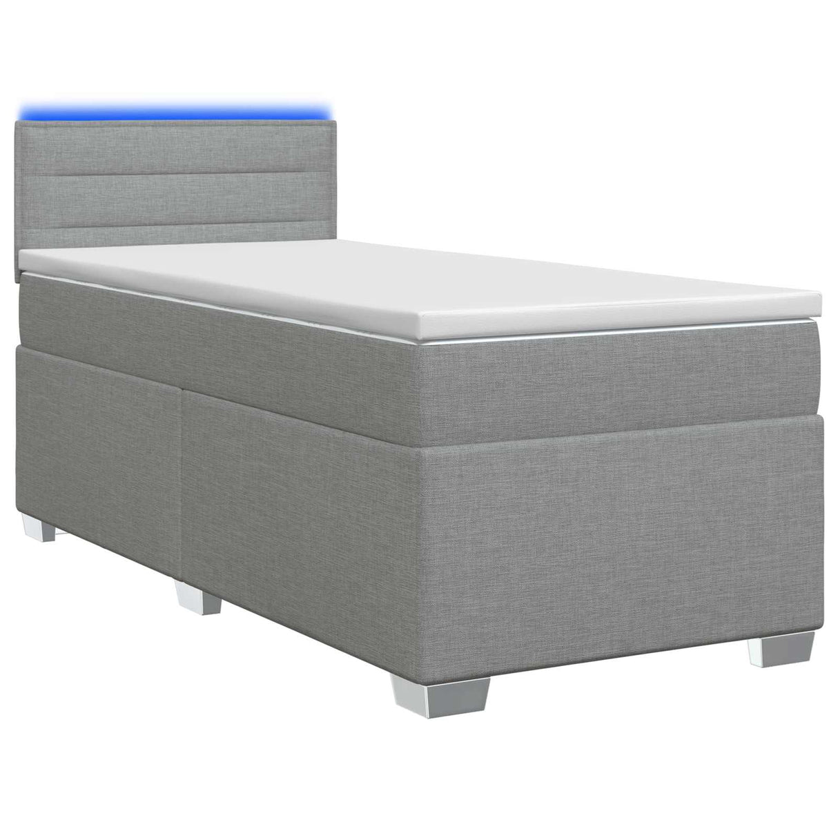 vidaXL Boxspringbed met matras en LED Lichtgrijs Enkel Stof