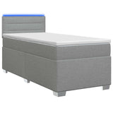 vidaXL Boxspringbed met matras en LED Lichtgrijs Enkel Stof