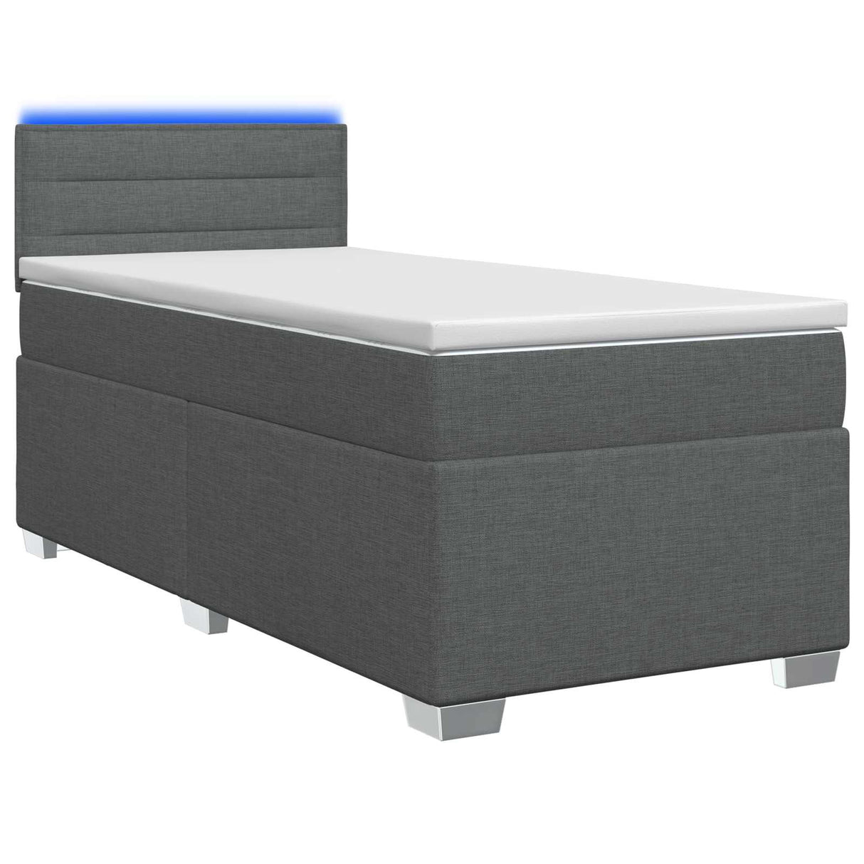 vidaXL Boxspringbed met matras en LED Lichtgrijs Enkel Stof