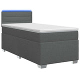 vidaXL Boxspringbed met matras en LED Lichtgrijs Enkel Stof