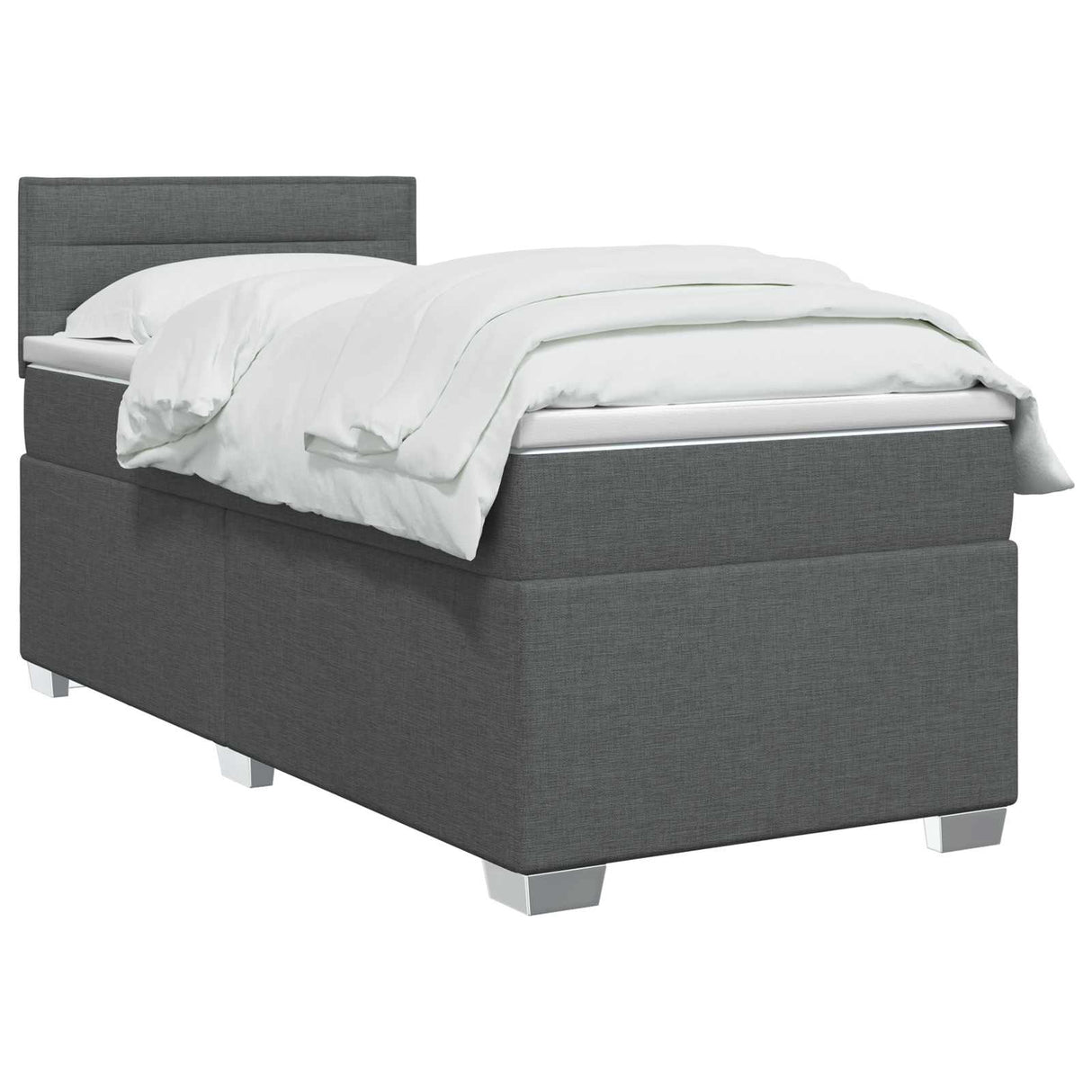 vidaXL Boxspringbed met matras en LED Lichtgrijs Enkel Stof