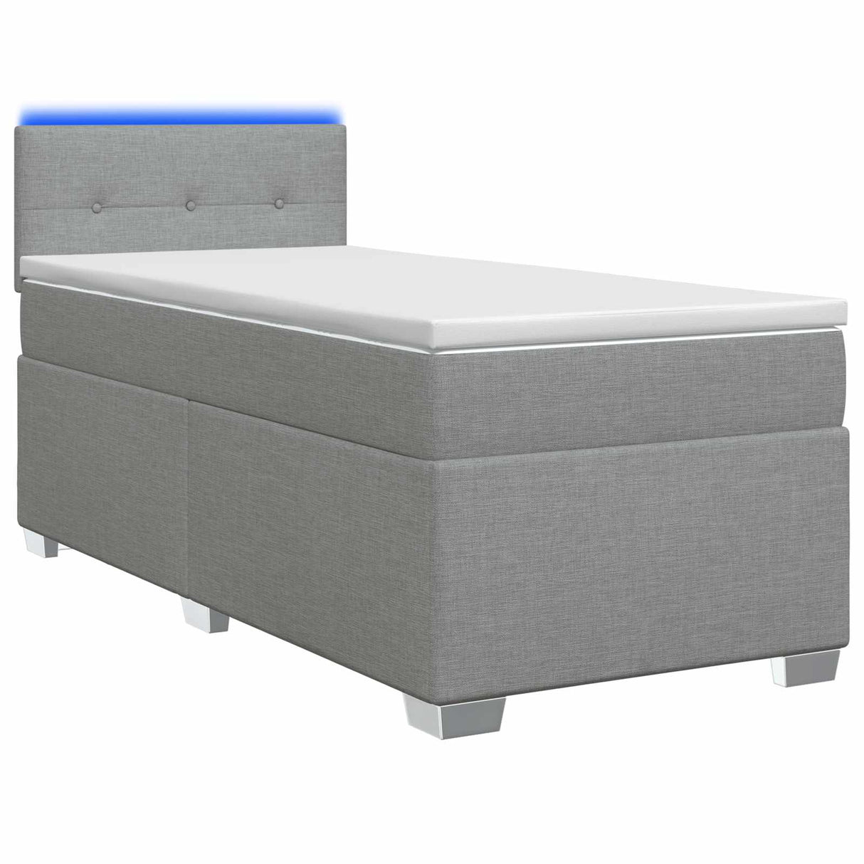 vidaXL Boxspringbed met matras en LED Lichtgrijs Enkel Stof