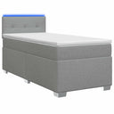 vidaXL Boxspringbed met matras en LED Lichtgrijs Enkel Stof