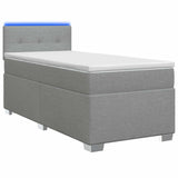 vidaXL Boxspringbed met matras en LED Lichtgrijs Enkel Stof