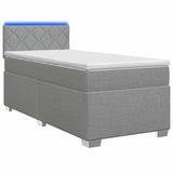 vidaXL Boxspringbed met matras en LED Lichtgrijs Enkel Stof