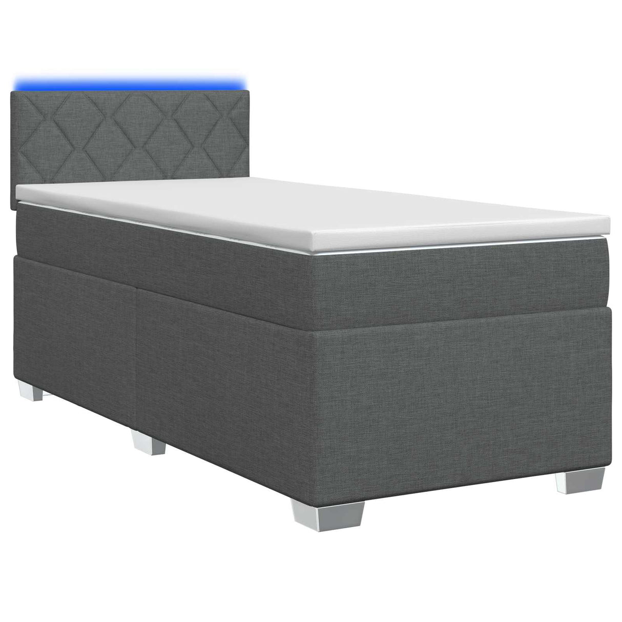vidaXL Boxspringbed met matras en LED Lichtgrijs Enkel Stof