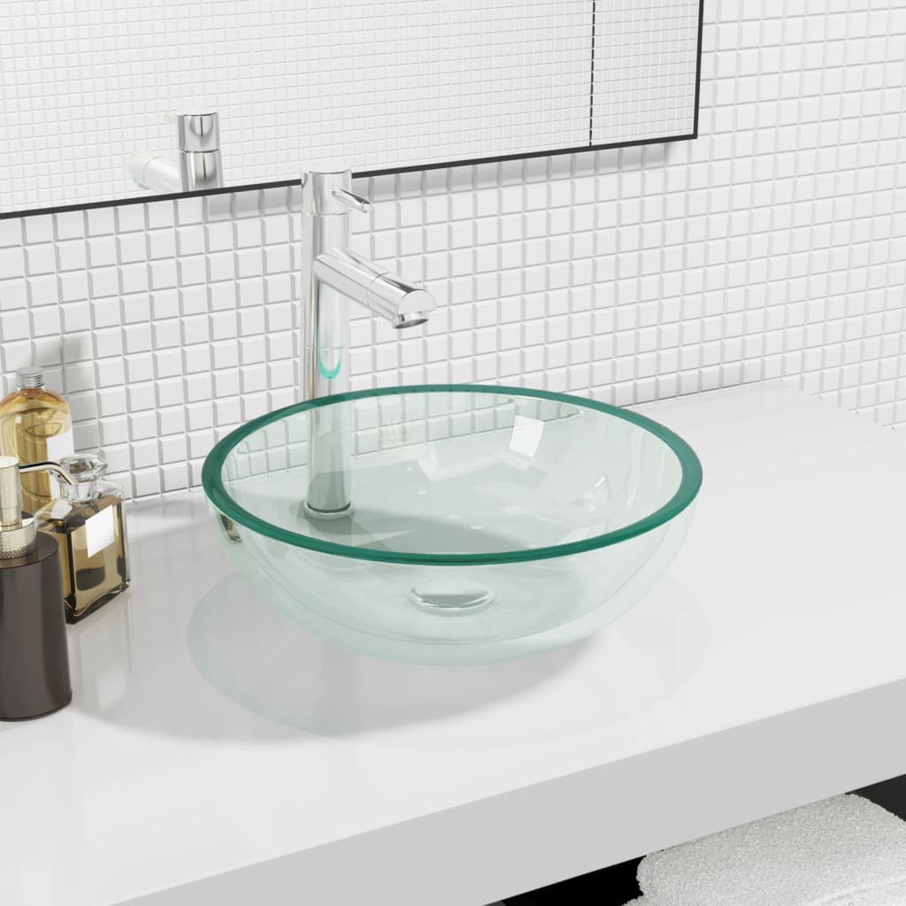 vidaXL Wash Basin 35x12 cm Tempered Glass Transparent