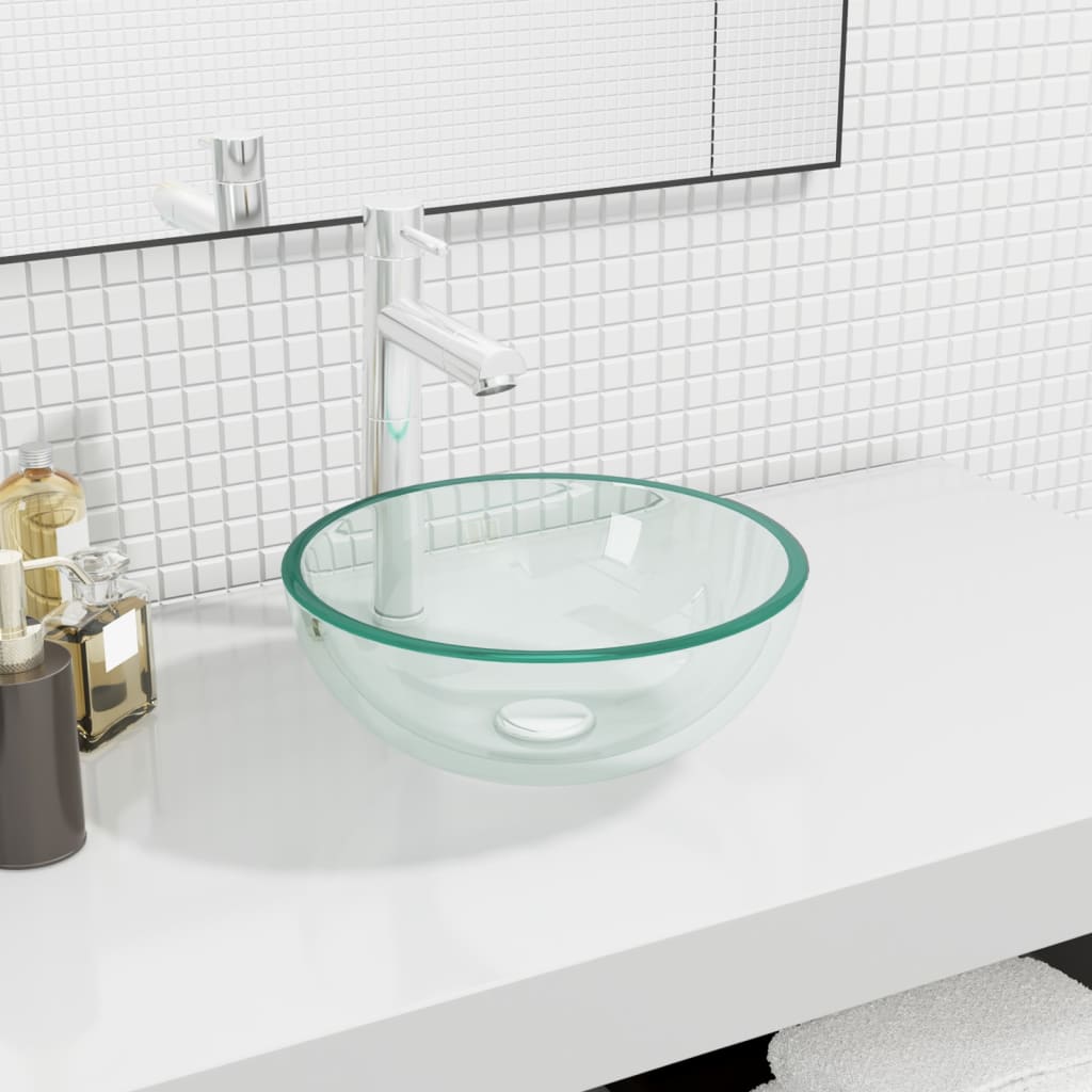 vidaXL Wash Basin 35x12 cm Tempered Glass Transparent