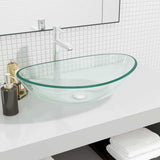 vidaXL Wash basin 54.5x35x15.5 cm tempered glass transparent