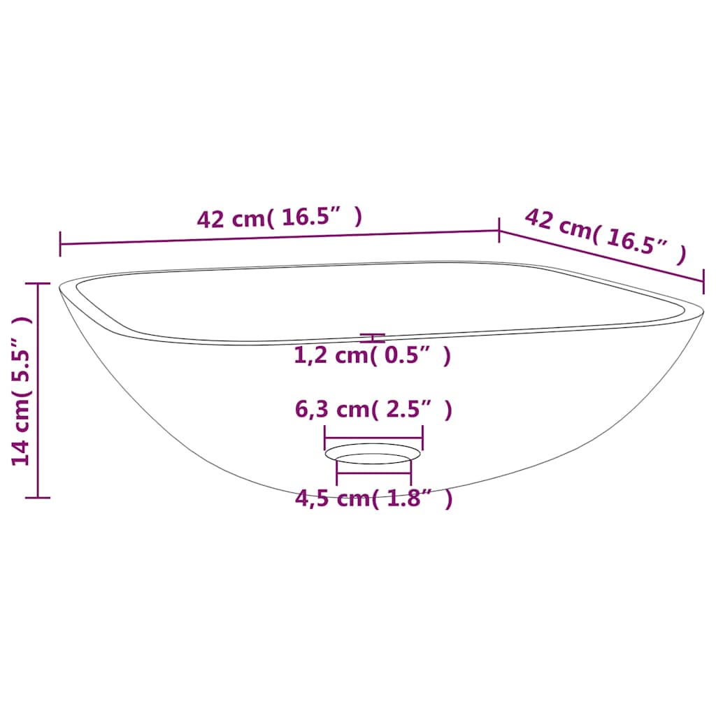 vidaXL Wasbak 42x42x14 cm glas transparant