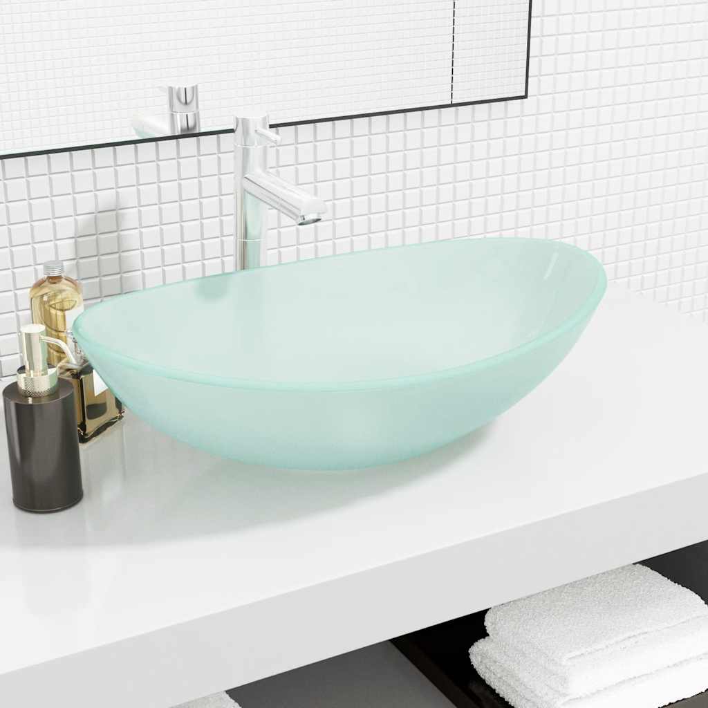 vidaXL Wash basin 54.5x35x15.5 cm tempered glass transparent