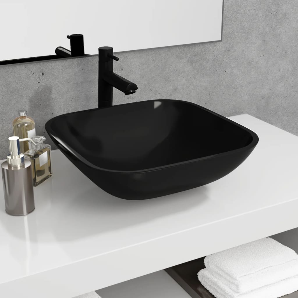 vidaXL Wasbak 42x42x14 cm glas transparant