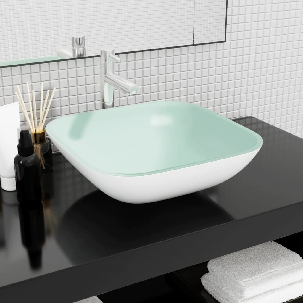 vidaXL Wasbak 42x42x14 cm glas transparant