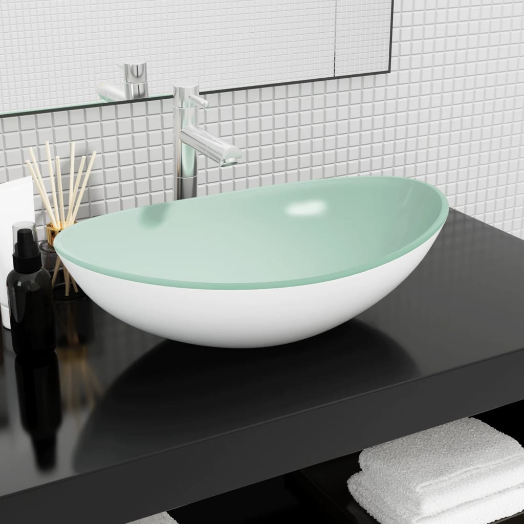 vidaXL Wash basin 54.5x35x15.5 cm tempered glass transparent