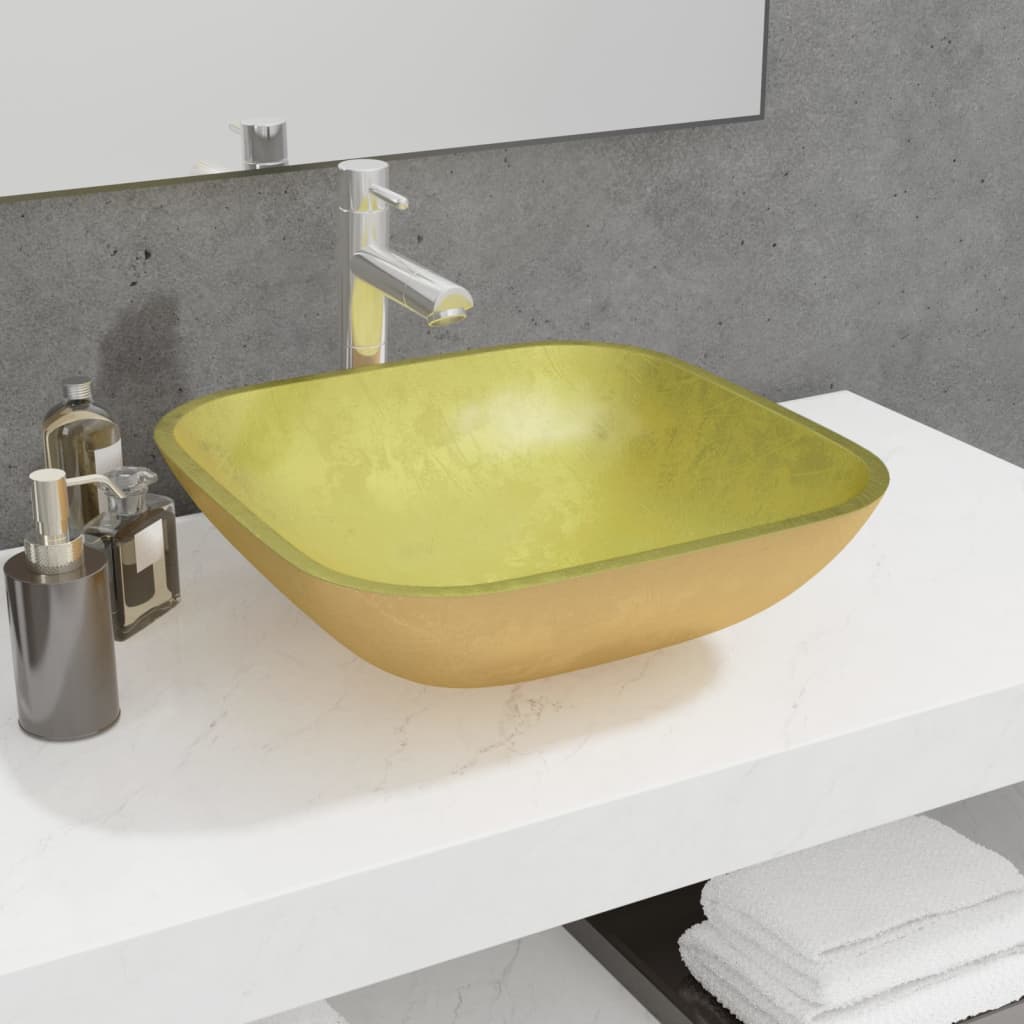 vidaXL Wasbak 42x42x14 cm glas transparant