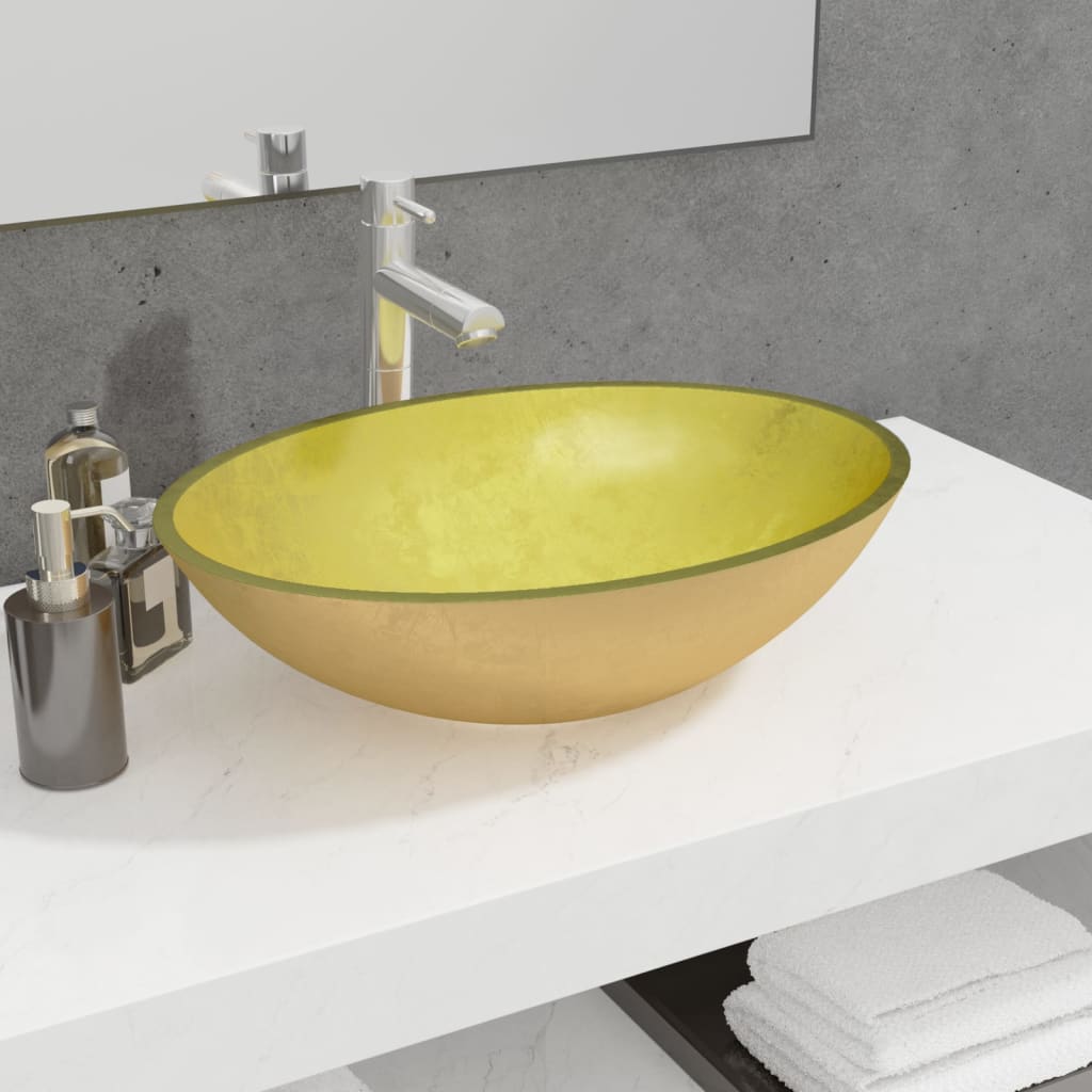 vidaXL Wash Basin 50x37x14 cm glass transparent