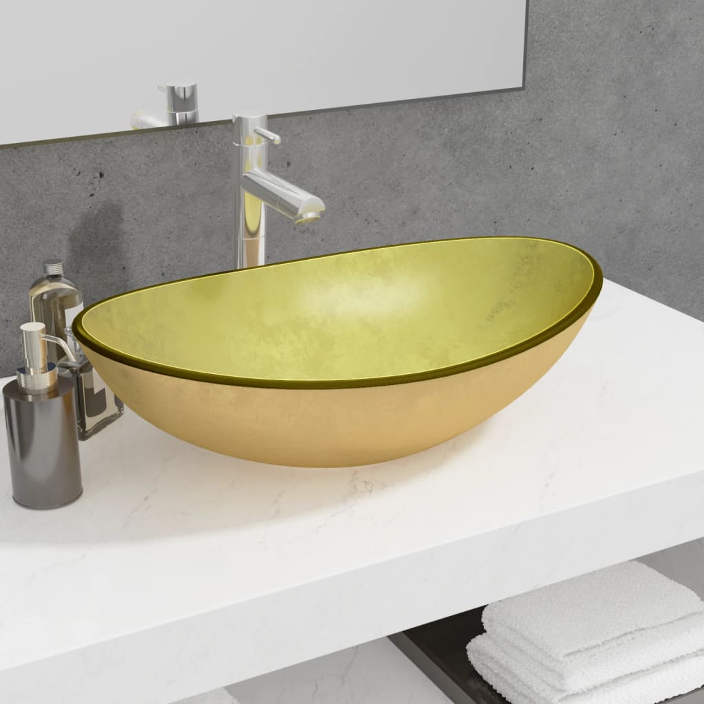 vidaXL Wash basin 54.5x35x15.5 cm tempered glass transparent