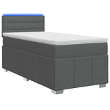 vidaXL Boxspringbed met matras en LED Donkergrijs 90 x 190 cm Stof