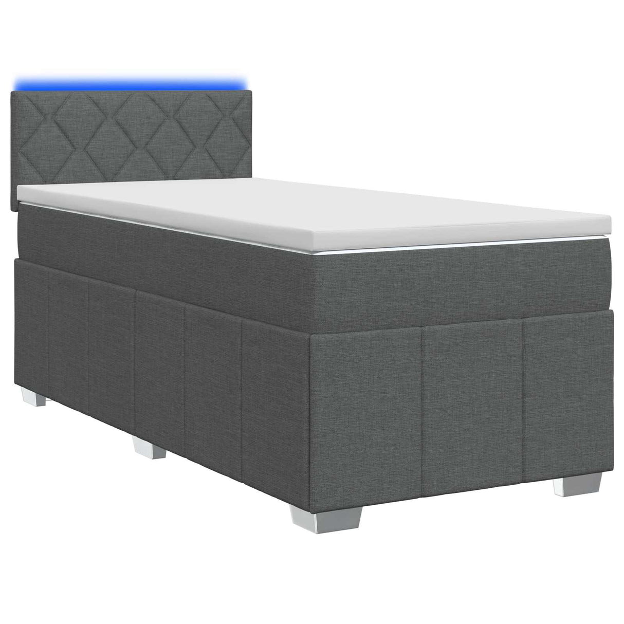 vidaXL Boxspringbed met matras en LED Donkergrijs 90 x 190 cm Stof