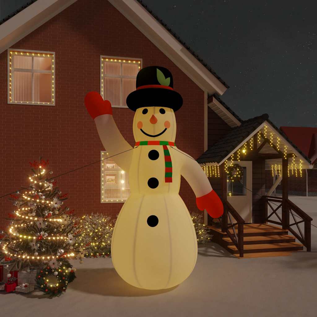 vidaXL Sneeuwpop opblaasbaar met LED's 370 cm