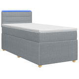 vidaXL Boxspringbed met matras en LED Lichtgrijs 90 x 190 cm Stof