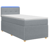 vidaXL Boxspringbed met matras en LED Lichtgrijs 90 x 190 cm Stof
