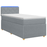 vidaXL Boxspringbed met matras en LED Lichtgrijs 90 x 190 cm Stof