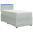 vidaXL Boxspringbed met matras en LED Lichtgrijs 90 x 190 cm Fluweel