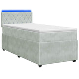 vidaXL Boxspringbed met matras en LED Lichtgrijs 90 x 190 cm Fluweel