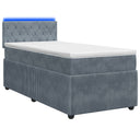 vidaXL Boxspringbed met matras en LED Lichtgrijs 90 x 190 cm Fluweel