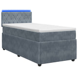 vidaXL Boxspringbed met matras en LED Lichtgrijs 90 x 190 cm Fluweel