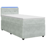 vidaXL Boxspringbed met matras en LED Lichtgrijs 90 x 190 cm Fluweel
