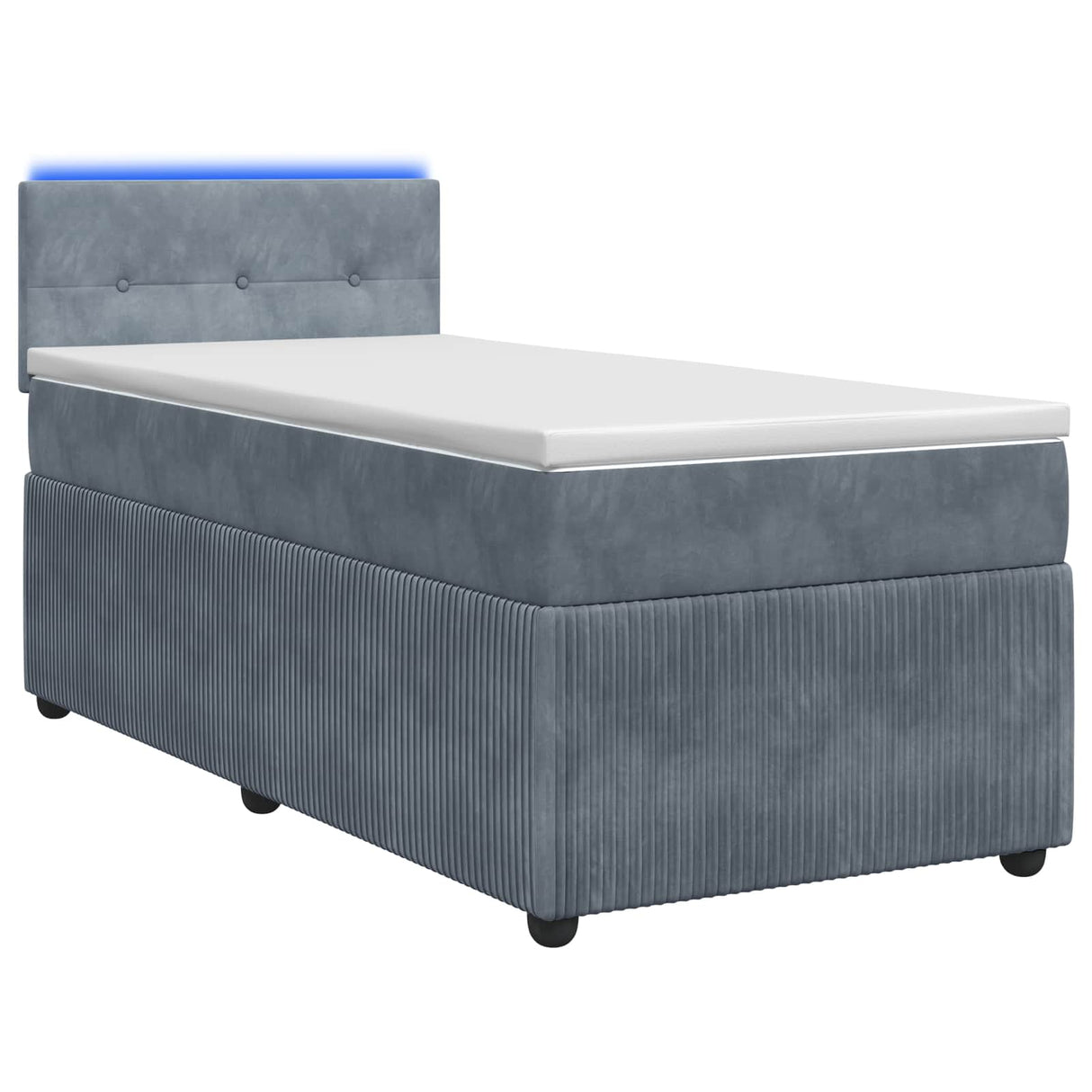 vidaXL Boxspringbed met matras en LED Lichtgrijs 90 x 190 cm Fluweel
